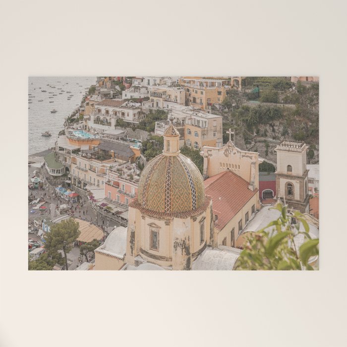 Positano Bliss Photo | Amalfi Coast Mountain Landscape In Pastel Color Art Print | Italy Travel Photography Welcome Mat Gallery Image 1