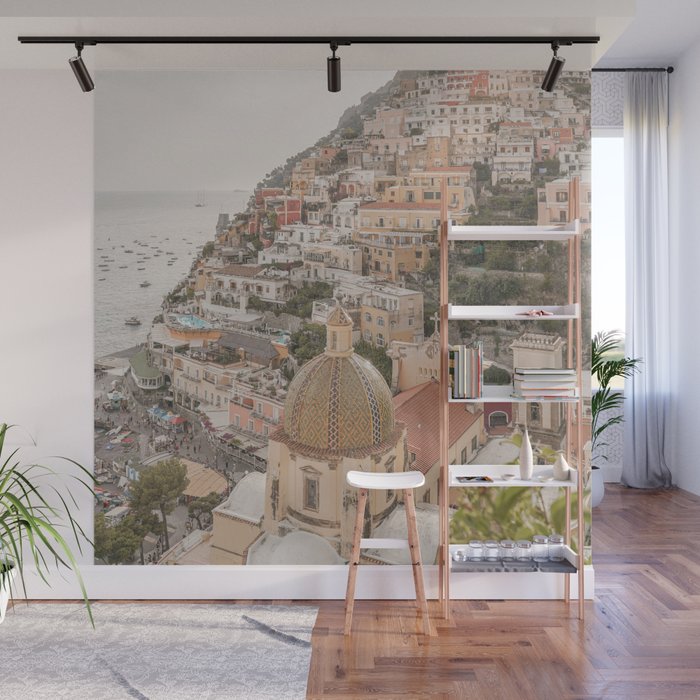 Positano Bliss Photo | Amalfi Coast Mountain Landscape In Pastel Color Art Print | Italy Travel Photography Wall Mural Gallery Image 1