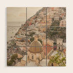 Positano Bliss Photo | Amalfi Coast Mountain Landscape In Pastel Color Art Print | Italy Travel Photography Wood Wall Art Gallery Image 1