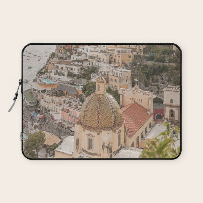 Positano Bliss Photo | Amalfi Coast Mountain Landscape In Pastel Color Art Print | Italy Travel Photography Laptop Sleeve Gallery Image 1