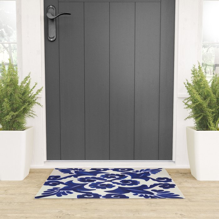 Talavera mexican tile traditional blue ceramic mosaic Welcome Mat Gallery Image 3