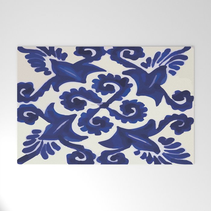 Talavera mexican tile traditional blue ceramic mosaic Welcome Mat Gallery Image 1