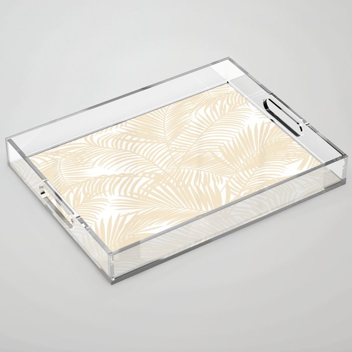 Modern tropical elegant ivory palm tree pattern Acrylic Tray Gallery Image 1