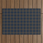Plaid (navy blue/brown) Outdoor Rug Gallery Image 1