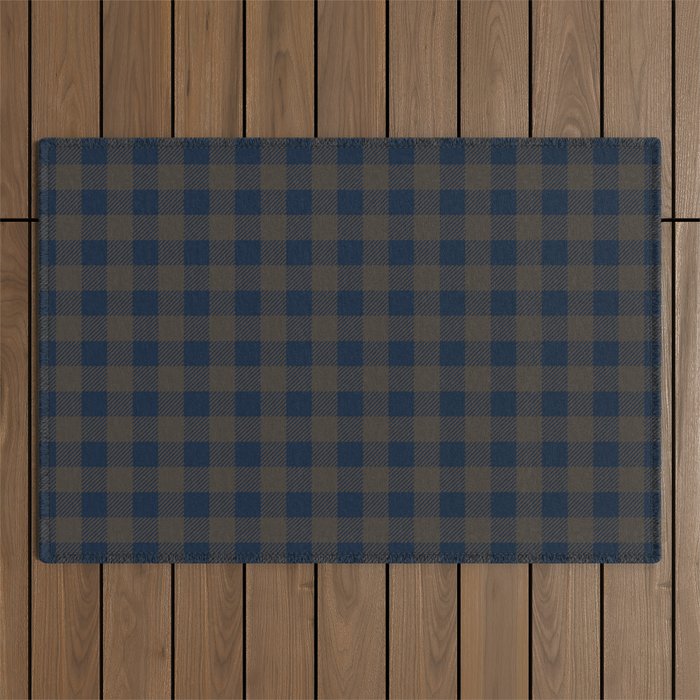 Plaid (navy blue/brown) Outdoor Rug Gallery Image 1
