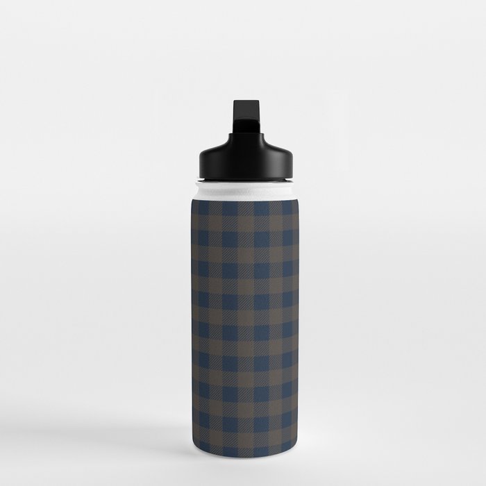 Plaid (navy blue/brown) Water Bottle Gallery Image 3