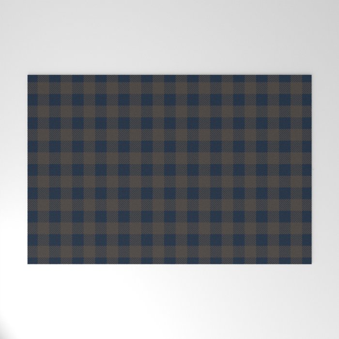 Plaid (navy blue/brown) Welcome Mat Gallery Image 1