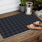 Plaid (navy blue/brown) Outdoor Rug Gallery Image 2