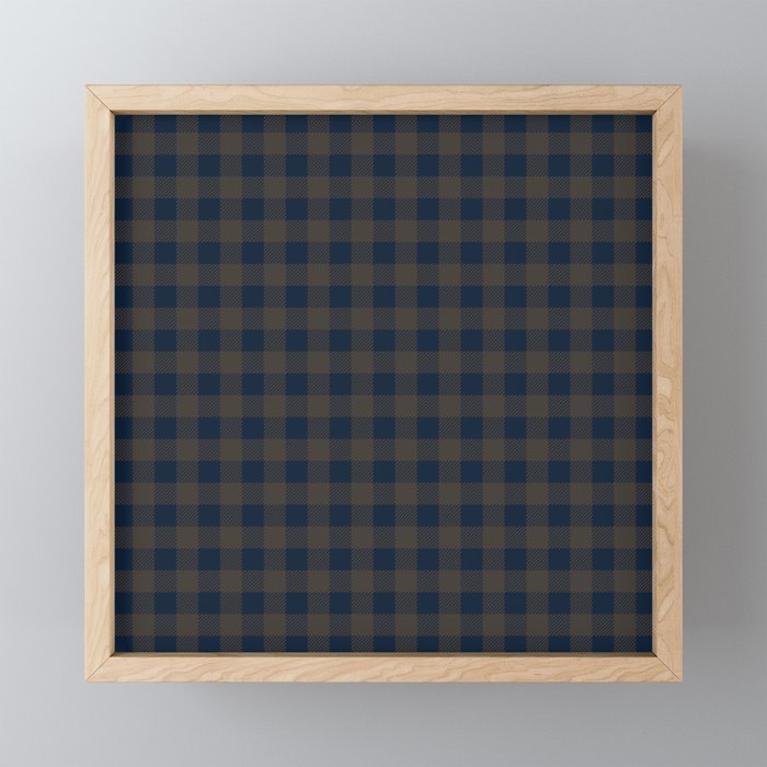 Plaid (navy blue/brown) Mini Art Print Gallery Image 1