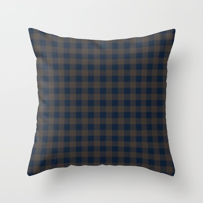 Plaid (navy blue/brown) Throw Pillow Gallery Image 6