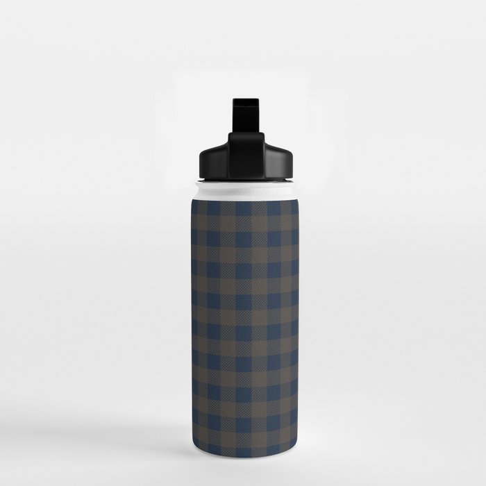 Plaid (navy blue/brown) Water Bottle Gallery Image 2