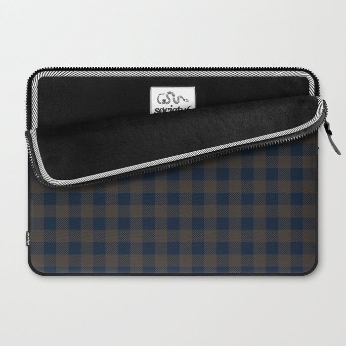 Plaid (navy blue/brown) Laptop Sleeve Gallery Image 2