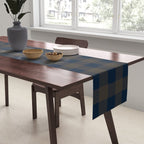 Plaid (navy blue/brown) Table Runner Gallery Image 2