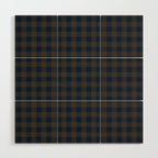 Plaid (navy blue/brown) Wood Wall Art Gallery Image 1