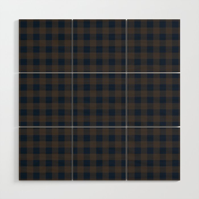 Plaid (navy blue/brown) Wood Wall Art Gallery Image 1
