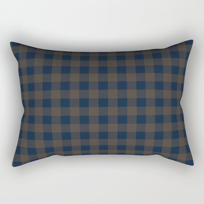 Plaid (navy blue/brown) Rectangular Pillow Gallery Image 2