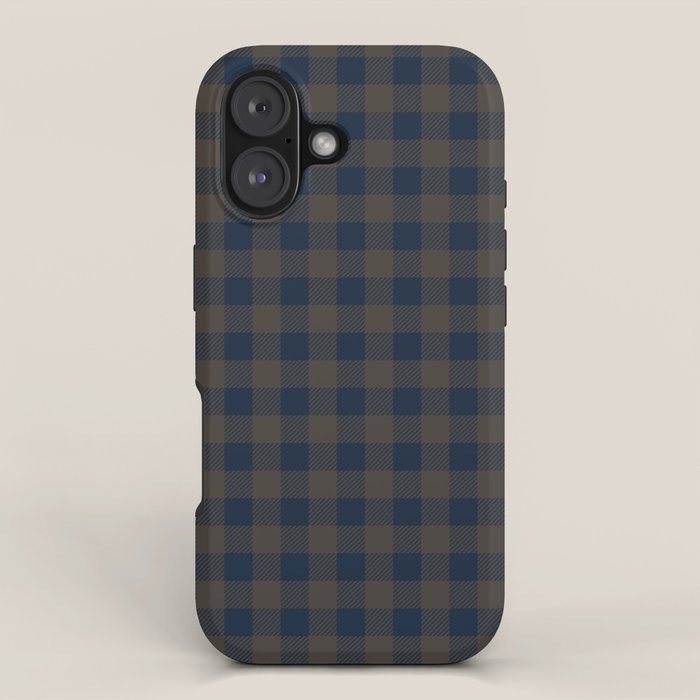 Plaid (navy blue/brown) iPhone Case Gallery Image 1