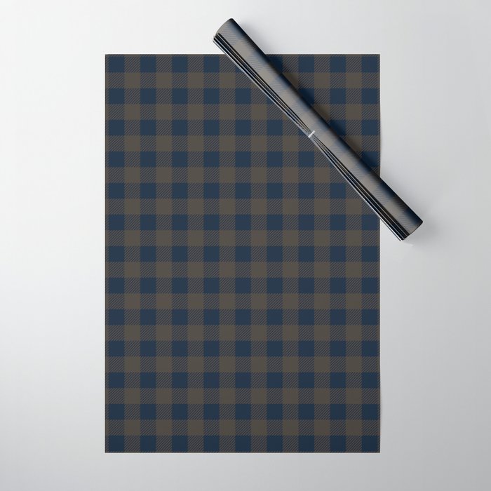 Plaid (navy blue/brown) Wrapping Paper Gallery Image 1