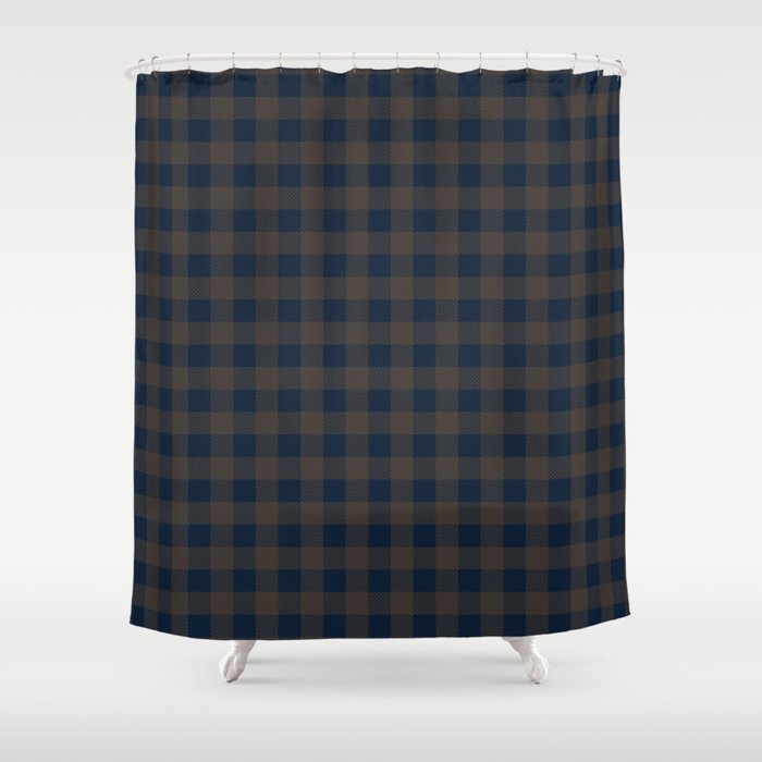 Plaid (navy blue/brown) Shower Curtain Gallery Image 1