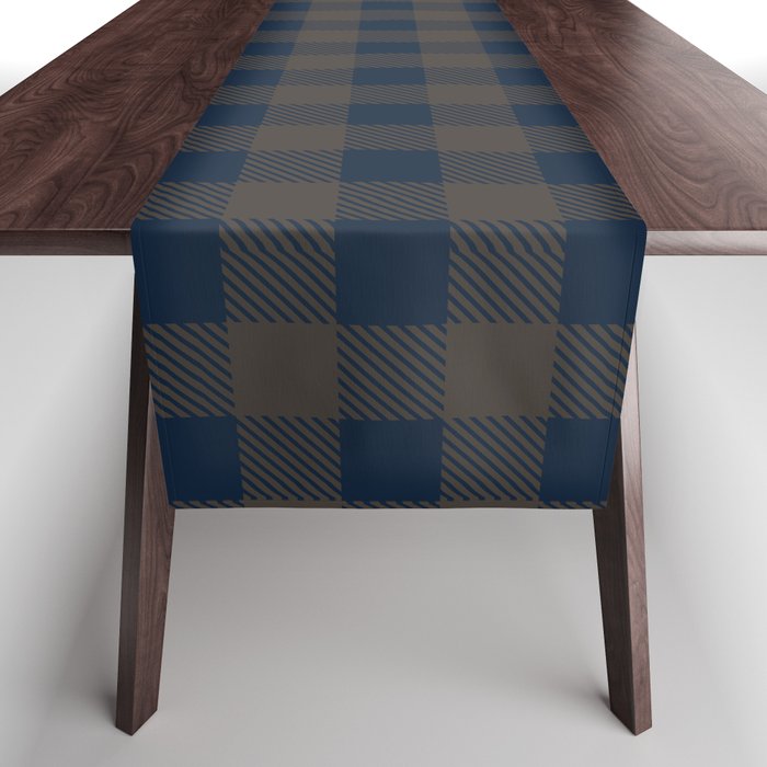 Plaid (navy blue/brown) Table Runner Gallery Image 1