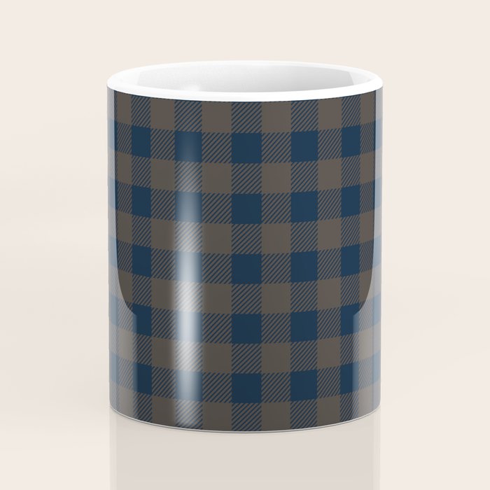 Plaid (navy blue/brown) Coffee Mug Gallery Image 4