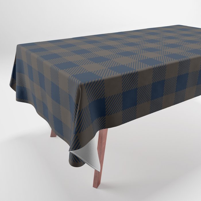 Plaid (navy blue/brown) Tablecloth Gallery Image 1