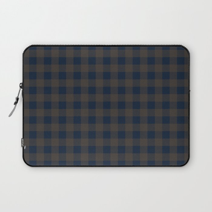 Plaid (navy blue/brown) Laptop Sleeve Gallery Image 1