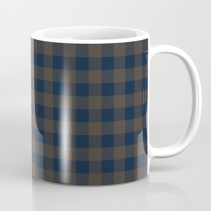 Plaid (navy blue/brown) Coffee Mug Gallery Image 1