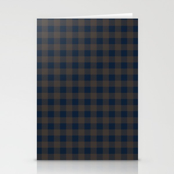 Plaid (navy blue/brown) Stationery Card Gallery Image 1