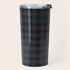 Plaid (navy blue/brown) Travel Mug Gallery Image 2