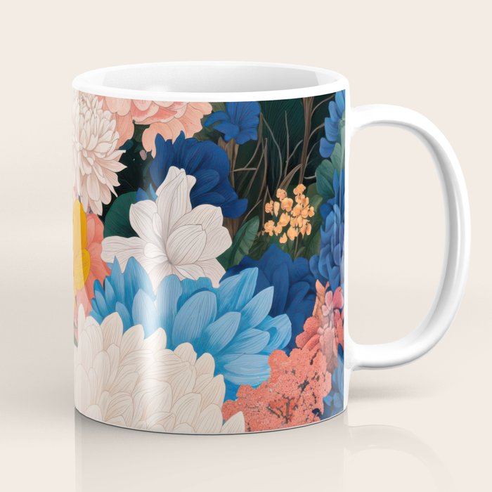 Japanese Painting Maximalist Botanical Wall Art Floral Poster Dopamine Decor Flower gift for her Coffee Mug Gallery Image 1