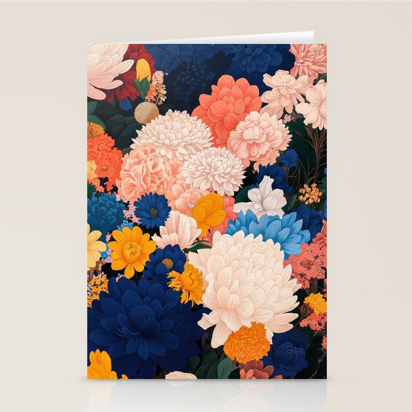 Japanese Painting Maximalist Botanical Wall Art Floral Poster Dopamine Decor Flower gift for her Stationery Card Gallery Image 1