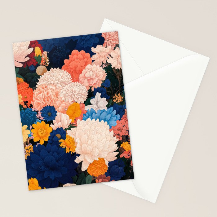 Japanese Painting Maximalist Botanical Wall Art Floral Poster Dopamine Decor Flower gift for her Stationery Card Gallery Image 2