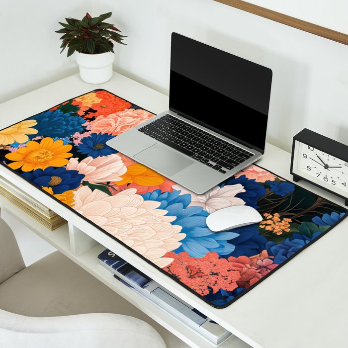 Japanese Painting Maximalist Botanical Wall Art Floral Poster Dopamine Decor Flower gift for her Desk Mat Gallery Image 2