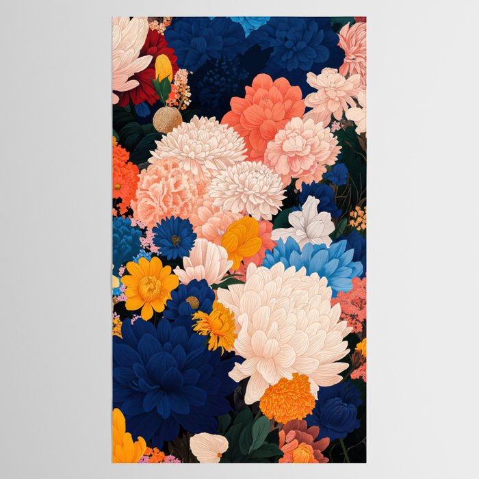 Japanese Painting Maximalist Botanical Wall Art Floral Poster Dopamine Decor Flower gift for her Tablecloth Gallery Image 2
