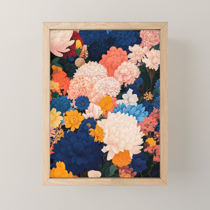 Japanese Painting Maximalist Botanical Wall Art Floral Poster Dopamine Decor Flower gift for her Mini Art Print Gallery Image 1
