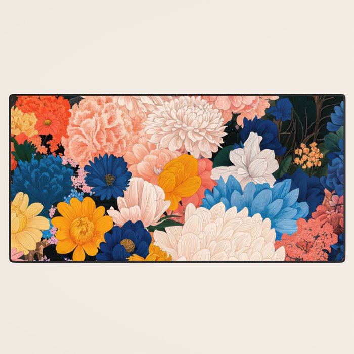 Japanese Painting Maximalist Botanical Wall Art Floral Poster Dopamine Decor Flower gift for her Desk Mat Gallery Image 3