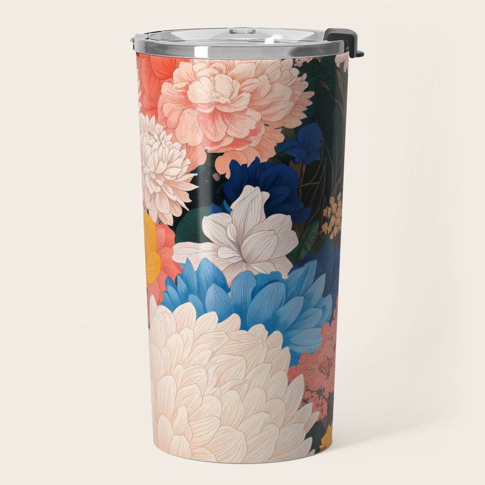 Japanese Painting Maximalist Botanical Wall Art Floral Poster Dopamine Decor Flower gift for her Travel Mug Gallery Image 2