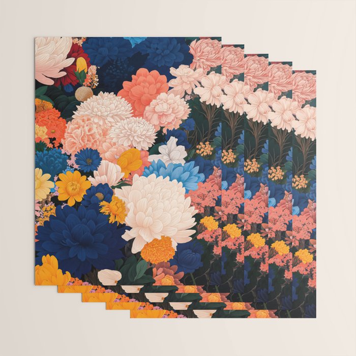 Japanese Painting Maximalist Botanical Wall Art Floral Poster Dopamine Decor Flower gift for her Wrapping Paper Gallery Image 3