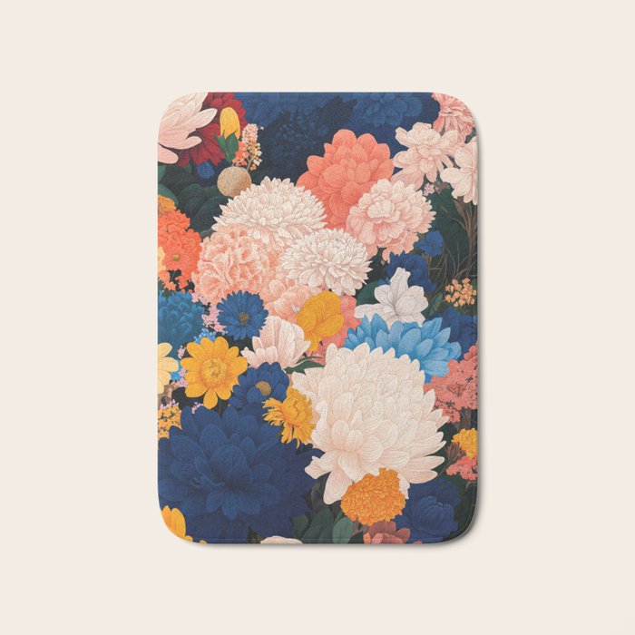 Japanese Painting Maximalist Botanical Wall Art Floral Poster Dopamine Decor Flower gift for her Bath Mat Gallery Image 1