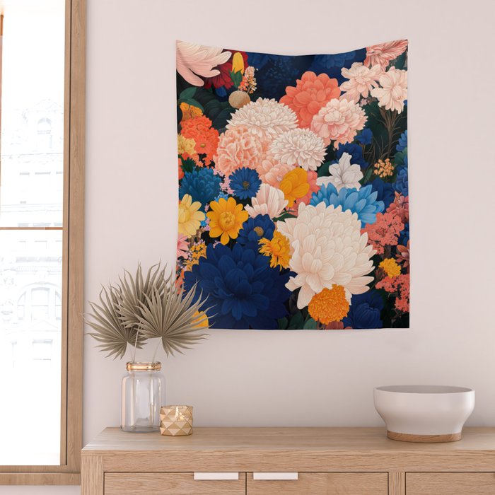 Japanese Painting Maximalist Botanical Wall Art Floral Poster Dopamine Decor Flower gift for her Wall Tapestry Gallery Image 2