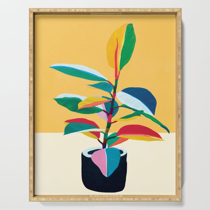 Colorful Ficus 4 Serving Tray Gallery Image 1