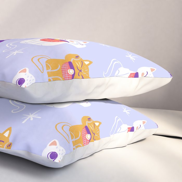 Lucky Waving Kitty Cat Maneki Neko Pillow Sham Gallery Image 3