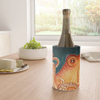 Orange Yellow Octopus in Dark Teal Ocean Watercolor Wine Chiller Gallery Image 4