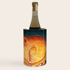 Orange Yellow Octopus in Dark Teal Ocean Watercolor Wine Chiller Gallery Image 3