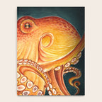 Orange Yellow Octopus in Dark Teal Ocean Watercolor Notebook Gallery Image 4