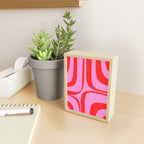 Retro Groove Abstract Pattern in Preppy Pink and Red Mini Art Print Gallery Image 2