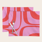 Retro Groove Abstract Pattern in Preppy Pink and Red Placemat Gallery Image 1