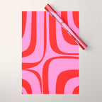 Retro Groove Abstract Pattern in Preppy Pink and Red Wrapping Paper Gallery Image 1