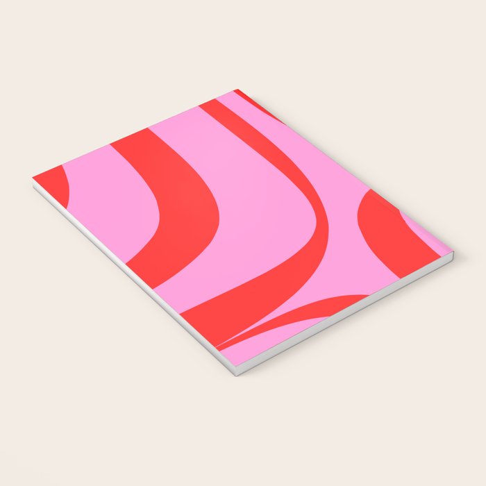 Retro Groove Abstract Pattern in Preppy Pink and Red Notebook Gallery Image 3